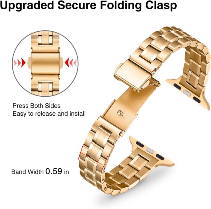 Gold Stainless Steel Wristband for Apple Watch - Image 3