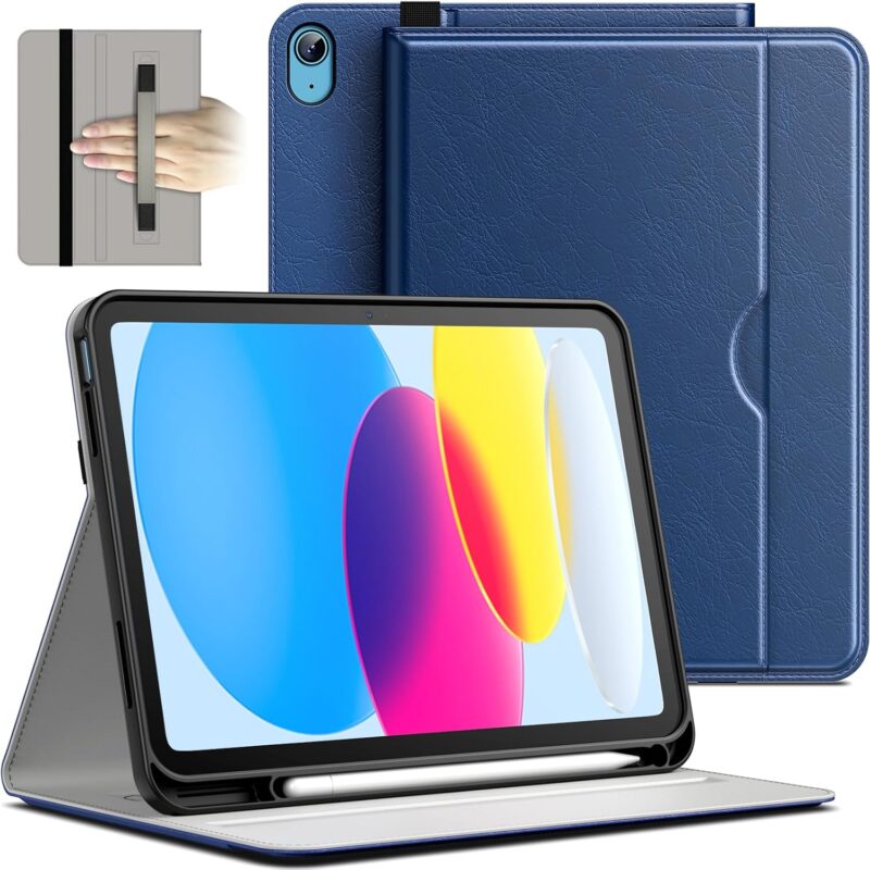 Navy PU Leather Folio for iPad A16